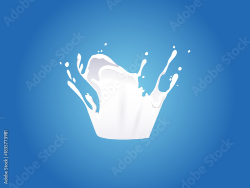 Fresh milk splash image against blue background vector illustration suitable for artistic themes, creative advertising, dairy product promotion, healthy drink branding and natural design