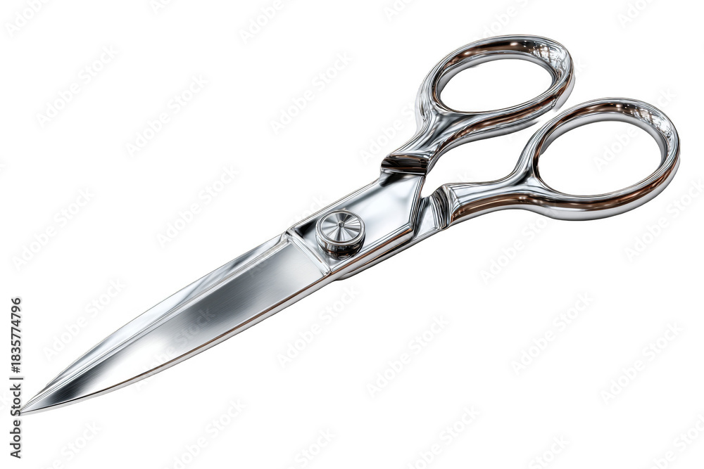 Obraz premium Scissors with a shiny metallic finish on a transparent background ready for cutting tasks