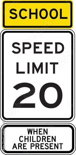 School Zone Speed Limit 20 When Children are Present