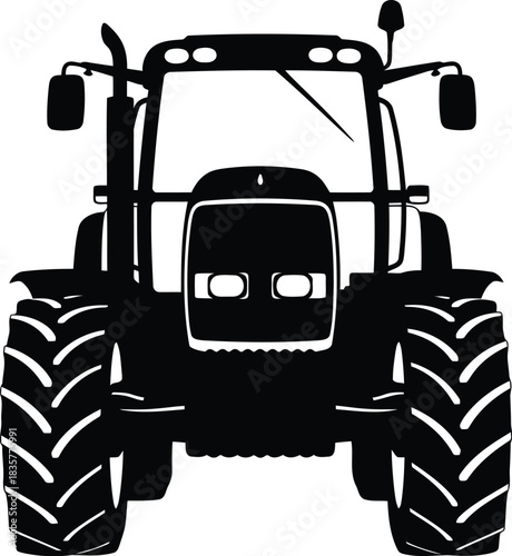 Front view silhouette tractor agricultural machinery vector illustration vector