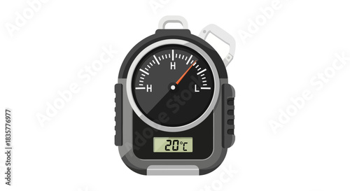 Detailed vector illustration of a portable temperature and humidity monitoring device showing a