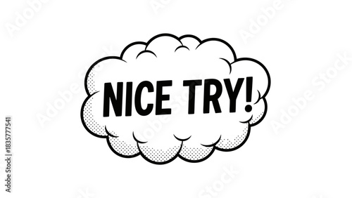 Comic book style speech bubble with the text Nice Try.