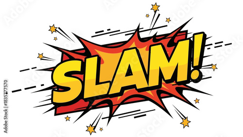 Comic book style explosion with the word SLAM.
