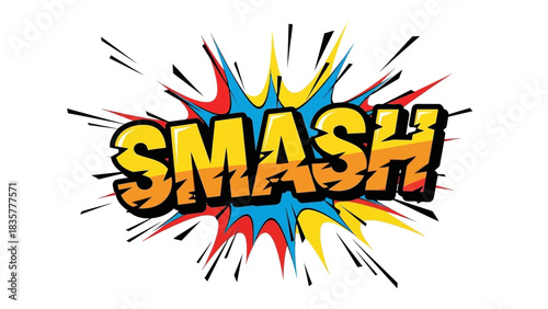 Comic book style graphic of the word SMASH with explosion effect.