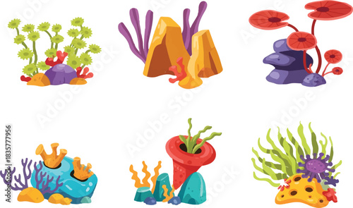 set of flowers and insects