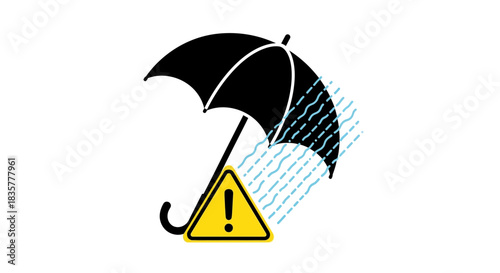 Umbrella safety during rainy seasons concept for weather protection and safety awareness
