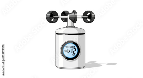 Modern anemometer design showcasing wind speed measurement technology and data visualization for