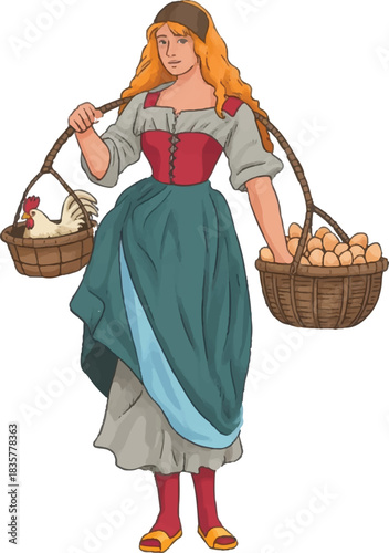 girl with a basket of flowers