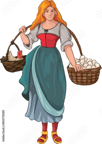 girl with a basket of flowers