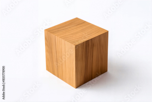 Natural wooden cube block, suited for minimalist product photography and creative building concepts.