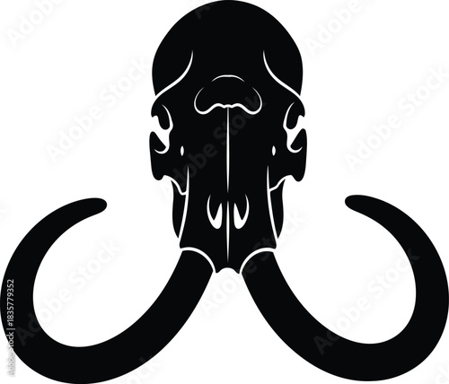 Mammoth skull tusk silhouette ancient prehistoric animal fossil icon vector art vector