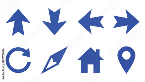 Blue Directional Icon Set: Navigation and Action