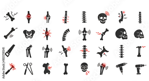 A vector illustration presents a detailed set of human joints and bones, showcasing anatomical elements with medical and scientific precision, ideal for educational and healthcare purposes.