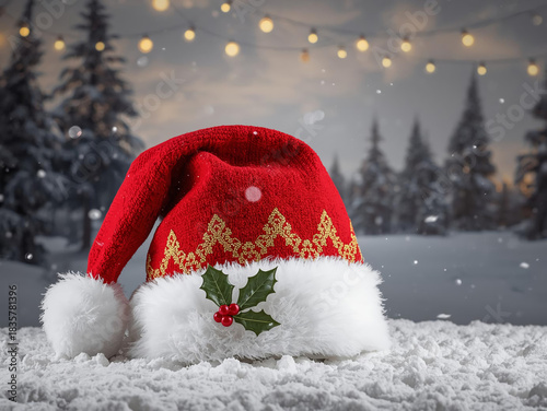 santa claus hat in the snow