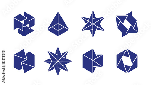 Geometric Solids: Abstract Shapes in Blue