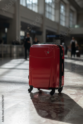 Red suitcases in the airport