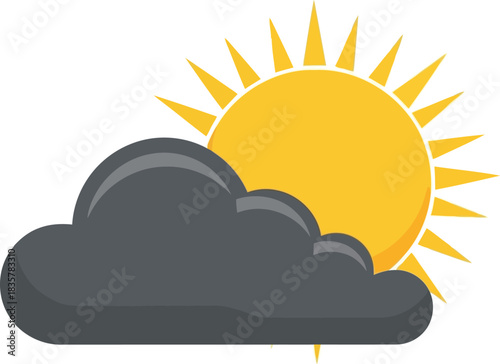 Sunny weather icon with partially cloudy sky forecast symbol clean simple design vector