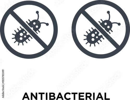 Antibacterial symbol clean hygiene stop virus bacteria germ control icon prohibition vector