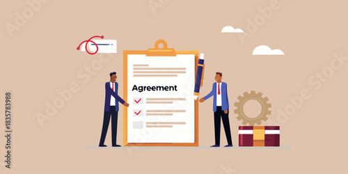 Business agreement and partnership contract signing deal conclusion and successful collaboration