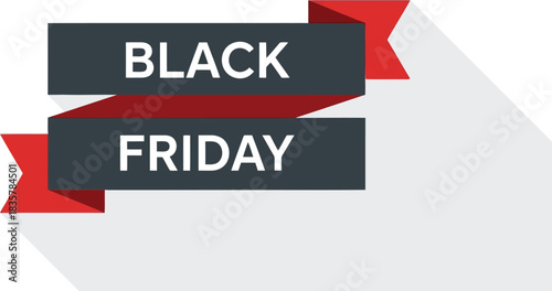 Black friday sale ribbon banner design promotion graphic for retail and e commerce marketing campaigns vector