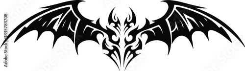 Black tribal bat wings abstract design graphic element tattoo