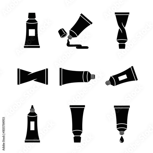 Hair coloring brush and dye tube icon