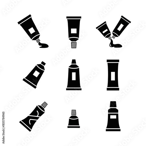 Professional hair dye applicator brush icons