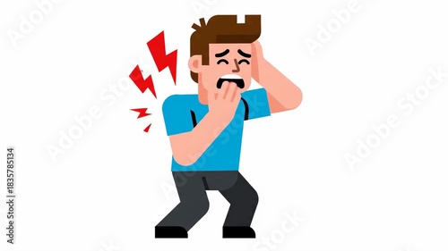 Animated Sequence Depicting Pain and Discomfort in a Vector Illustration