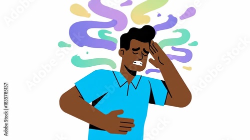 Animated Sequence Depicting Intense Physical Discomfort And Mental Distress