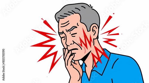 Animated Sequence Depicting Pain and Discomfort in an Elderly Man's Face