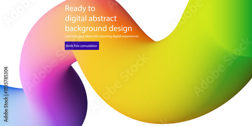 Colorful Abstract 3D Shape on White Background for Digital Design Projects