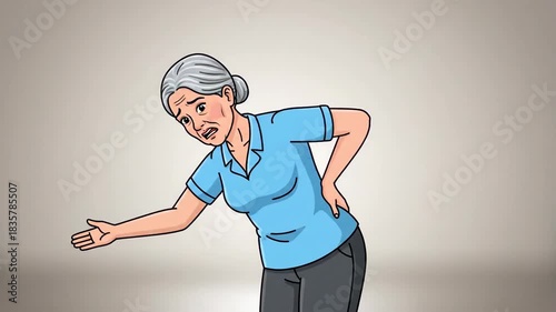 Animated Sequence Depicting the Pain Experienced By an Elderly Woman in Medical Illustration