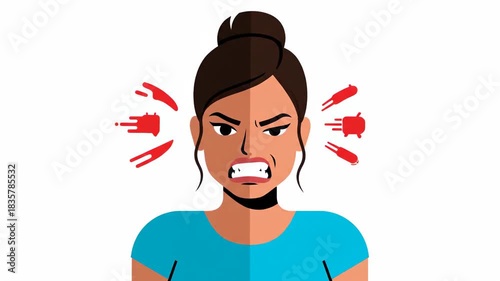 Animated Sequence Of Expressive Facial Expressions Depicting Human Rage and Anger