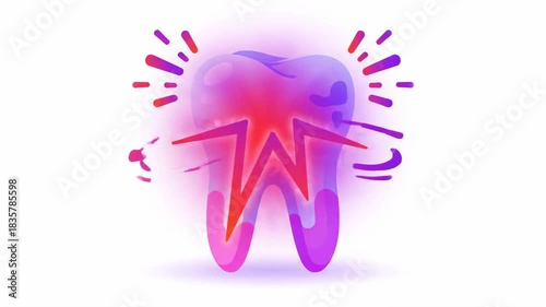 Animated Toothache: Infographic Depicting Dental Pain, Sensitivity, and Inflammation Processes