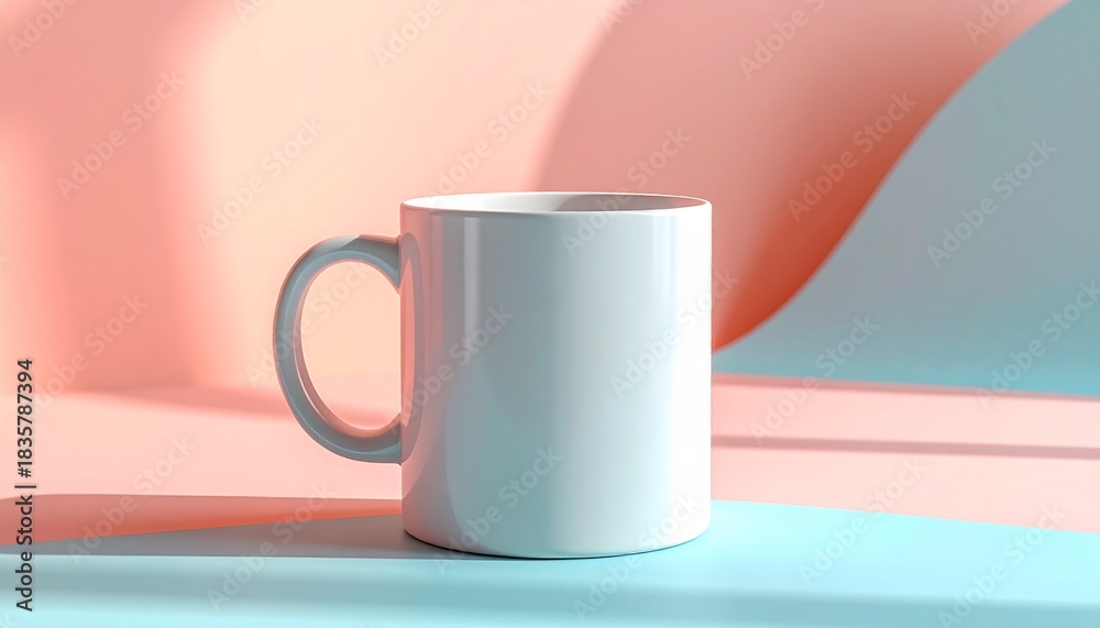 Obraz premium Mug mockup with Solid pastel background, minimalist style, high quality commercial photography