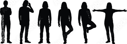 Black Silhouette of a Man in a Hoodie Playing with a Standing Dog, Pet Obedience or Interaction Vector Illustration on White Background.