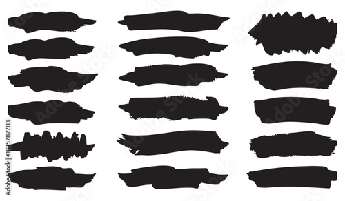 Abstract Black Brush Strokes Collection for Artistic Design Graphic Elements for Digital Painting and Artistic Compositions