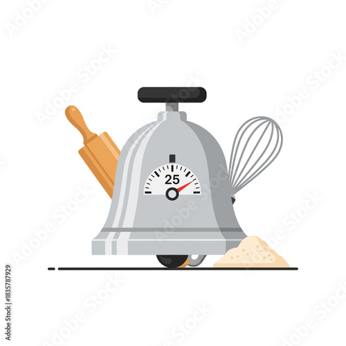 Vintage Kitchen Scale with Rolling Pin and Whisk Ready for Baking