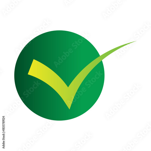 Green check mark icon, approval and verification symbol for confirmation, success indication, validation design, and user interface elements