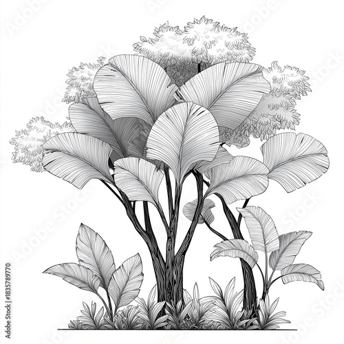 black and white tree