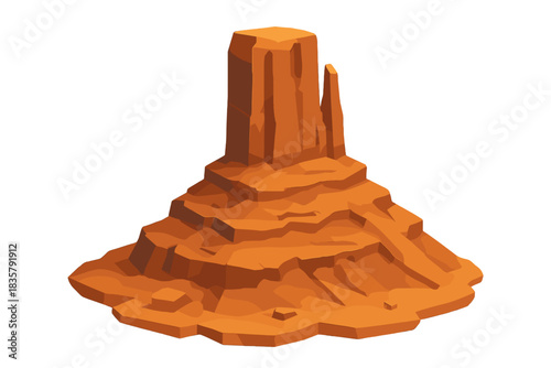 Desert rock formation hoodoo on transparent background