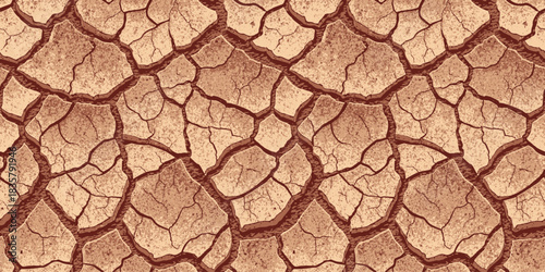 Textured surface of cracked earth, showcasing drought and dryness in earthy tones.