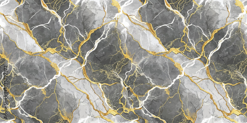 Elegant abstract marble texture with gray and gold veins, perfect for luxurious designs.