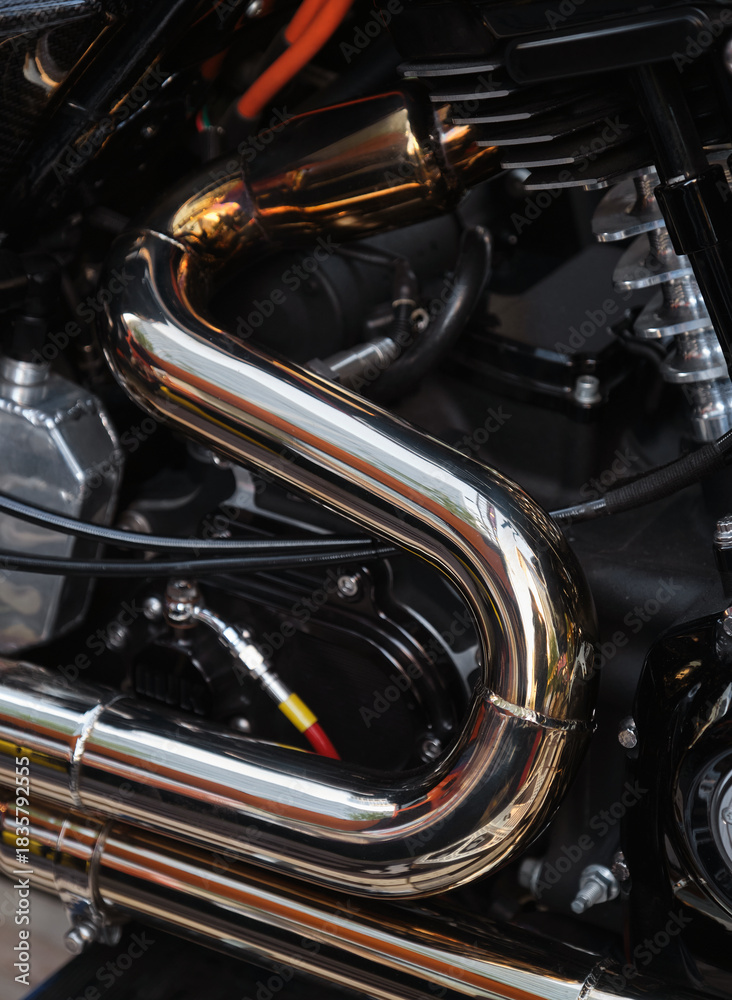 Fototapeta premium vintage motorcycle engine detail, closeup