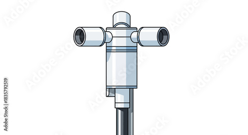 Diagram of a complex valve system design on a solid background showcasing engineering precision