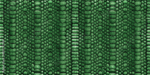 A textured green surface featuring abstract oval shapes resembling a reptilian skin pattern.