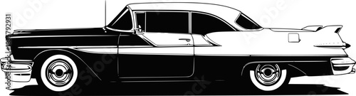 Classic car silhouette. Single layer black and white icon. Transparent background EPS version.