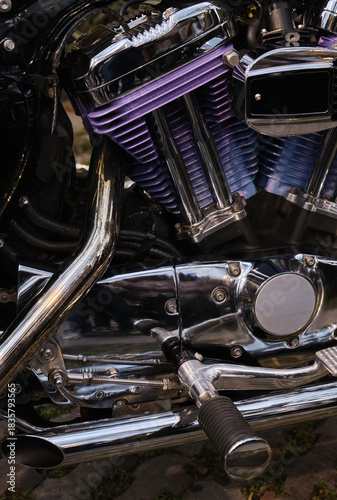 vintage motorcycle engine detail, closeup