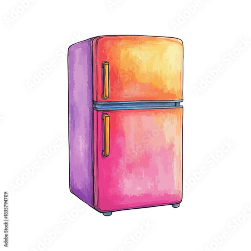 refrigerator hand drawn vector illustration