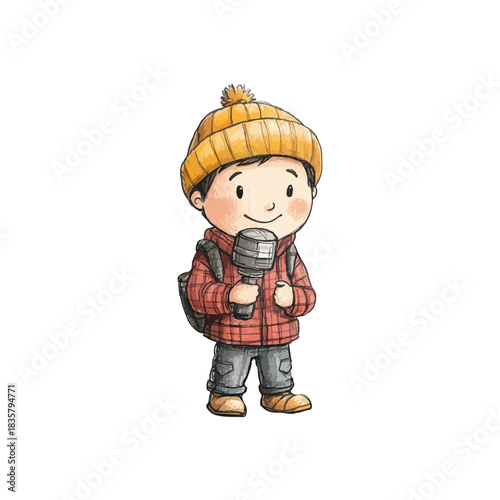 reporter drawn vector illustration